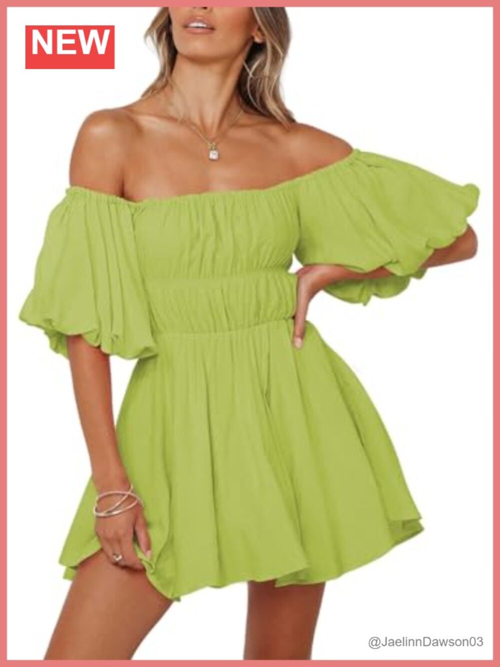 Off The Shoulder Mini Dress Ruffle A-Line Elastic Waist Summer